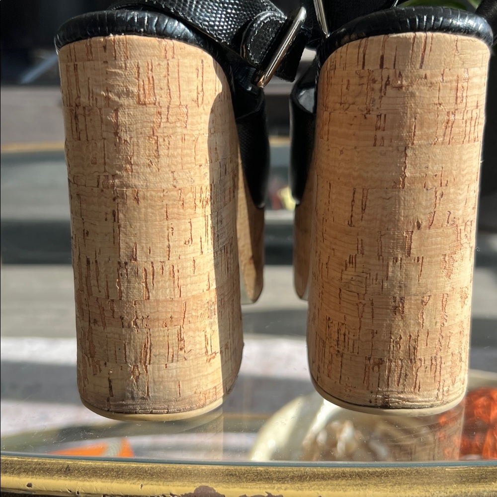 Jeffrey Campbell Mattix Cork Platform Heels in Black Lizard Print - Picture 5 of 9